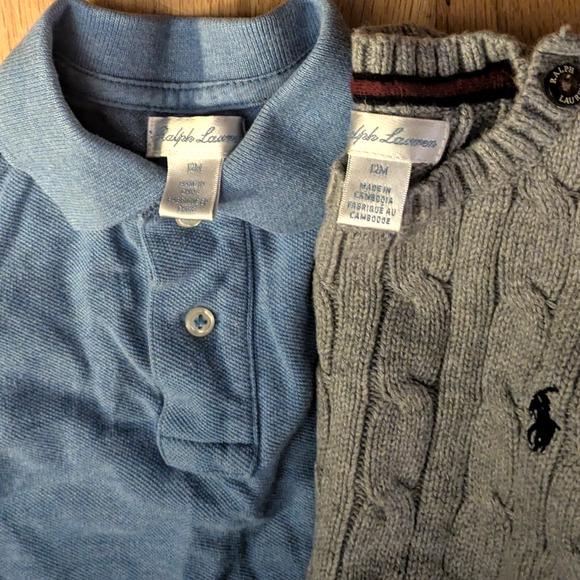 Ralph Lauren 12-18 Month Baby Boy Sweater Pullover Cardigan Shirt Cable Knit Lot - Picture 10 of 11
